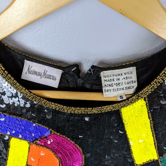 Neiman Marcus Vintage Abstract Sequin Mini Dress - Picture 6 of 8